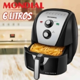 Fritadeira Elétrica Sem Óleo Air Fryer Mondial AFN-60 6L – Preta/Inox