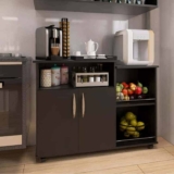 Fruteira Armário para Cozinha Balcão Para Cafeteira E Forno Cor Preto Nova Decor