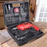 Furadeira De Impacto 3/8 600w Maleta E Kit Mondial Power Tools 127V NFFI-07M Preto e Vermelho