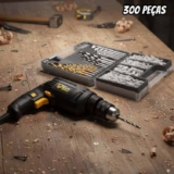 Furadeira De Impacto 550w 3/8 10mm The Black Tools Com Kit 300 Peças Brocas E Buchas