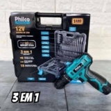 Furadeira Martelete Parafusadeira Sem Fio De 10mm Philco PPF03 12v Cor Azul Frequência 60Hz 110V/220V