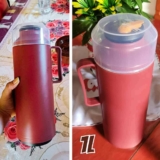 Garrafa Térmica Tramontina Exata em Polipropileno Vermelho com Ampola de Vidro 1 L