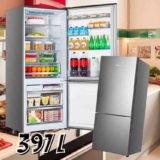 Geladeira Hisense Botton RB-52W Frost Free com Tecnologia Inverter, Portas Reversíveis e Painel Touch 397 L – Inox Look