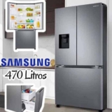 Geladeira Samsung RF49A Inverter Frost Free 3 Portas com Dispenser de Água 470L Inox Look