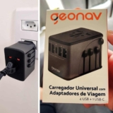Geonav Carregador Universal com Adaptadores de Viagem, 4 Portas USB + 1 USB-C, TLCH65BK, Preto