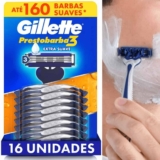 Gillette Aparelho de Barbear Prestobarba3, Barbear Rente Extra Suave, 16 Uds