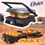 Grill Elétrico Multiuso Ogrl210 2 em 1 Cor Inox e Preto 1200w Oster 127v