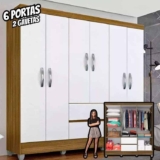 Guarda Roupa Casal Bruna 6 Portas Cor Boreal Branco Móveis Arapongas