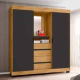 Guarda-roupa Casal com Espelho 2 Portas de Correr 4 Gavetas Araplac Sintra CAP24024