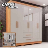 Guarda-roupa Casal com Espelho 6 Portas 2 Gavetas Estrela Premium – Sallêto Móveis