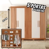 Guarda-roupa Casal com Sapateiro 5 Portas 2 Gavetas Caemmun Sophia