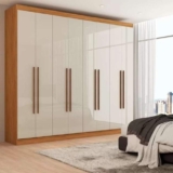 Guarda-roupa Casal Ele E Ela 8 Portas 8 Prateleiras Cor Bege