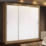 Guarda Roupa Casal Madesa Mônaco 3 Portas de Correr – Rustic/Branco
