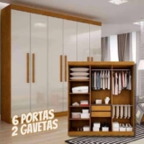 Guarda-roupa Casal Malibu 6 Pt Imbuia E Off White