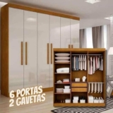 Guarda-Roupa Casal Malibu 6 PT Imbuia e Off White – Rufato