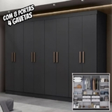 Guarda-roupa Roupeiro Maxel Paris 8 Portas 4 Gavetas Mdf Cor Preto