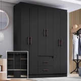 Guarda Roupa Solteiro 6 Portas 2 Gavetas Sidney Doripel – Preto