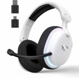Havit Fone de Ouvido Gamer Five-Mode Fuxi-H7 White Black, Sem fio e Com Fio, Wireless 2,4GHz, Bluetooth, USB, Cabo 3,5mm, Falante de 40 mm, Microfone Destacável com Cancelamento de Ruído