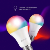 Hi by Geonav Lâmpada Inteligente Led 9W, Wi-Fi, E27, Branco Frio/Quente/RGBW 16 milhões de cores, Dimerizável, Controle no Aplicativo, 810 Lúmens, Bivolt, Compatível com Alexa e Google Assistente
