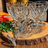 Jogo 6 Taças Vidro Diamond 340ml Conjunto Mesa Posta Água Suco Cozinha Decoração Presente