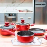 Jogo De 5 Panelas Alumínio Indução Pratic Cook Red