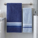 Jogo De Banho E Rosto 4 Pçs Algodão Venus Select Camesa Lisa Marinho Com Azul Claro