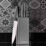 Jogo De Facas Inox Hamilton Beach Square Com Suporte 6 Peças Cor Cinza