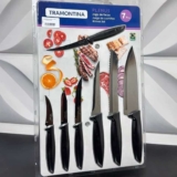 Jogo De Facas Tramontina Plenus Em Aço Inox 7 Peças Cor Preto Casa Cozinha