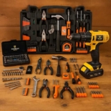 Jogo De Ferramentas 169 Peças Com Maleta E Furadeira Parafusadeira Sem Fio A Bateria Tb-12e 12v 3/8 10mm The Black Tools