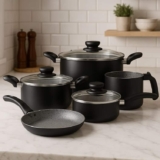 Jogo De Panela Antiaderente Caçarola Frigideira Leiteira 5pç Cor Preto Panelux 5001842 5001841