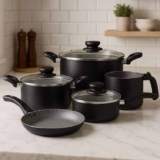 Jogo De Panela Antiaderente Caçarola Frigideira Leiteira 5pç Cor Preto Panelux 5001842 5001841