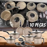Jogo de Panelas 10 Peças Bianco Antiaderente com Tampa de Vidro