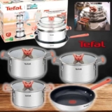 Jogo De Panelas 4 Peças Tefal Opti’space Inox Fundo Triplo