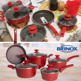 Jogo de Panelas 5 Peças Ceramic Life Optima com Fundo de Indução Brinox – Vermelho Carmin