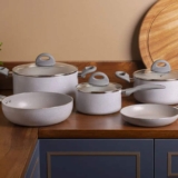 Jogo De Panelas 7 Peças Ceramic Life Marble Blend Brinox Cor Cinza