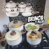 Jogo De Panelas 7 Peças Ceramic Life Vanilla Brinox