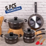 Jogo De Panelas Antiaderente 5 Pçs Sicília Tramontina Avelã