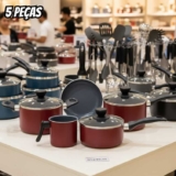 Jogo de panelas antiaderente cerâmica 5 peças vermelha – Oikos