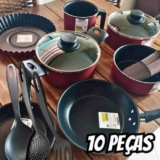 Jogo De Panelas Antiaderente Com 10 Peças Tramontina Turim Starflon Max 2789928 Vermelho