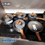 Jogo de Panelas Brinox Antiaderente Ceramic Life Smart Plus com Indução Granito – 5 Peças