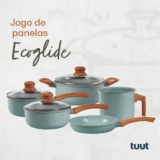 Jogo De Panelas Ceramico Triplo Indução Tuut Ecoglid 5 Peças Cor Marble