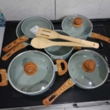 Jogo De Panelas Cerâmico Triplo Indução Tuut Ecoglid 8 Peças Cor Marble