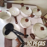 Jogo De Panelas Com 10 Peças Mimo Style Pratic Cook Mármol Cor Branco