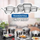 Jogo de Panelas com Fundo Triplo 7 Peça Tramontina Inox