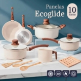 Jogo De Panelas Induçao Antiaderente Cerâmica 10 Peças Ppg Pfoa Free Baunilha
