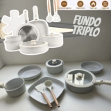 Jogo De Panelas Indução/gás Fundo Triplo Cerâmico 18 Pçs