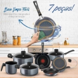 Jogo de Panelas, Rochedo, Limpa Fácil, 7 peças, Grafite