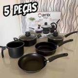 Jogo De Panelas Teflon Preto 5 Peças – ARNIX