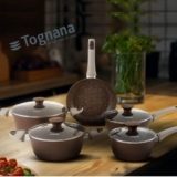 Jogo de Panelas Tognana Antiaderente de Alumínio Marrom 5 Peças Perolado