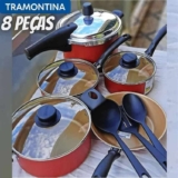 Jogo de Panelas Tramontina Antiaderente – de Alumínio Vermelho 8 Peças Turim 20298/719